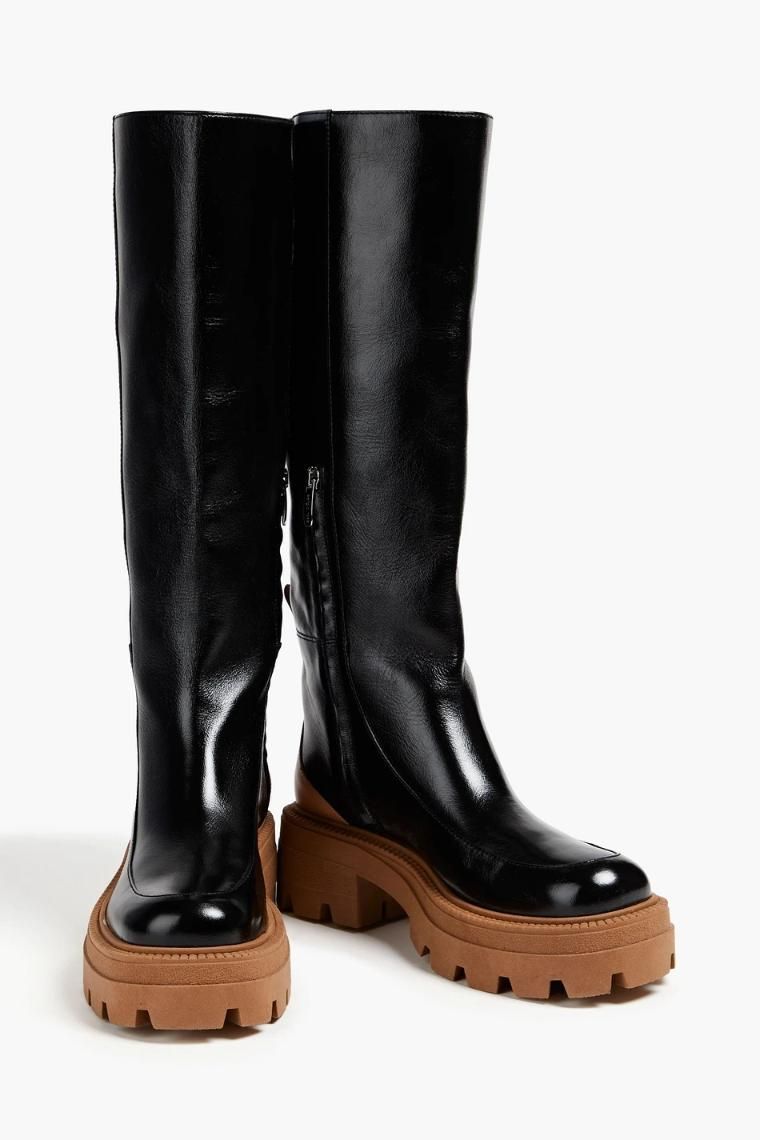 세르지오로시 Two tone glossed leather knee boots 1647597351529676