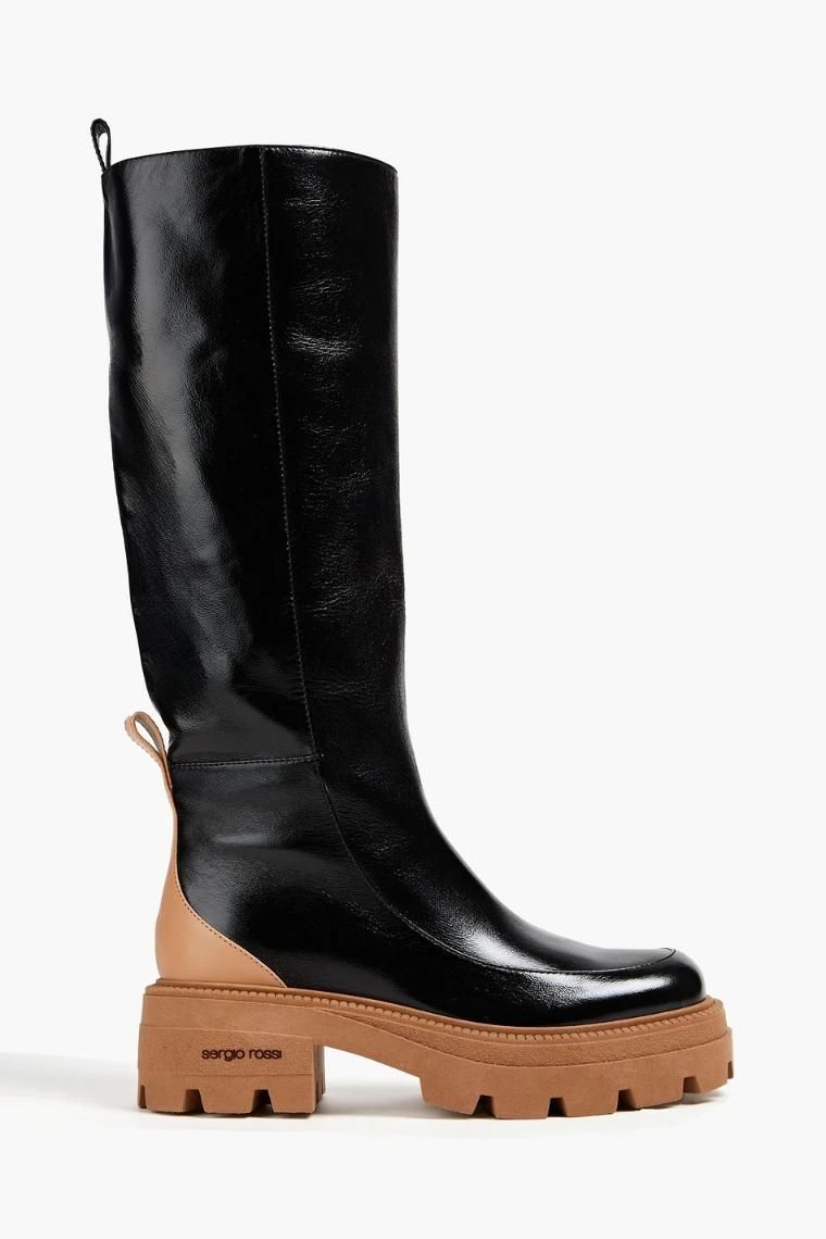 세르지오로시 Two tone glossed leather knee boots 1647597351529676