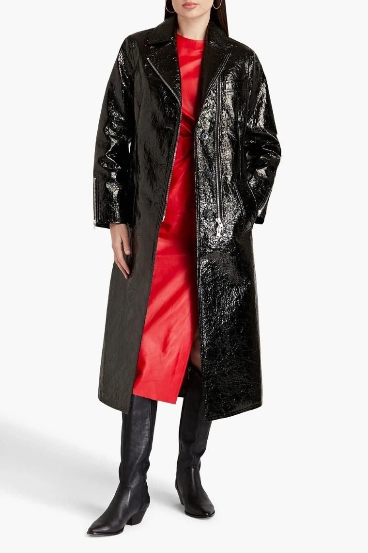 [NB07] 스탠드 스튜디오 여성 코트 Crombie faux patent leather coat 1647597319705751