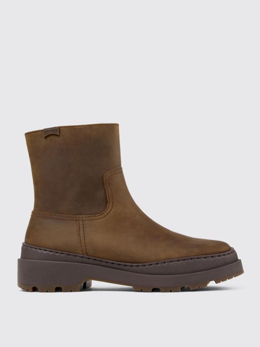 캠퍼 Womans Flat Ankle Boots Camper K400782-005 BRUTUS TREK MICHELIN Brown 0 []