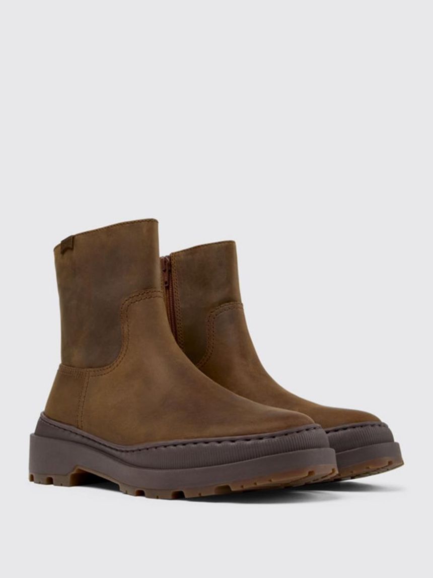 캠퍼 Womans Flat Ankle Boots Camper K400782-005 BRUTUS TREK MICHELIN Brown 0 []