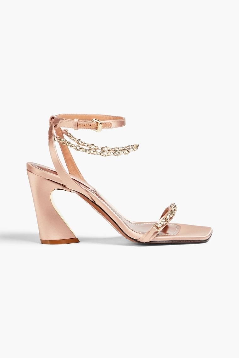 [NB07] 짐머만 여성 샌들 Chain trimmed satin sandals 1647597319913029