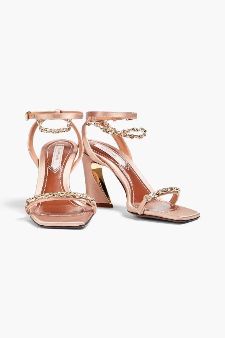 [NB07] 짐머만 여성 샌들 Chain trimmed satin sandals 1647597319913029