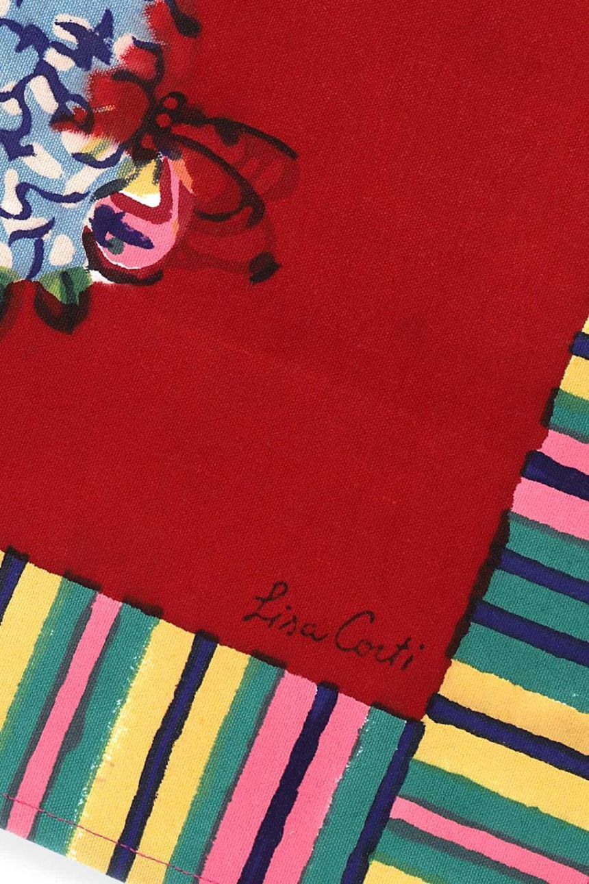LISA CORTI KQT35X48R RED 프린트된 면 플레이스매트