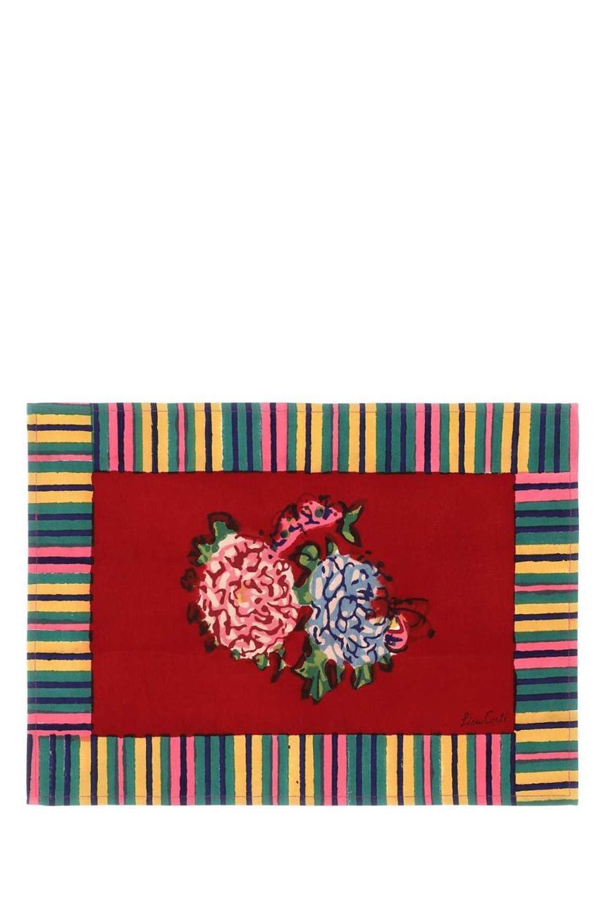 LISA CORTI KQT35X48R RED 프린트된 면 플레이스매트