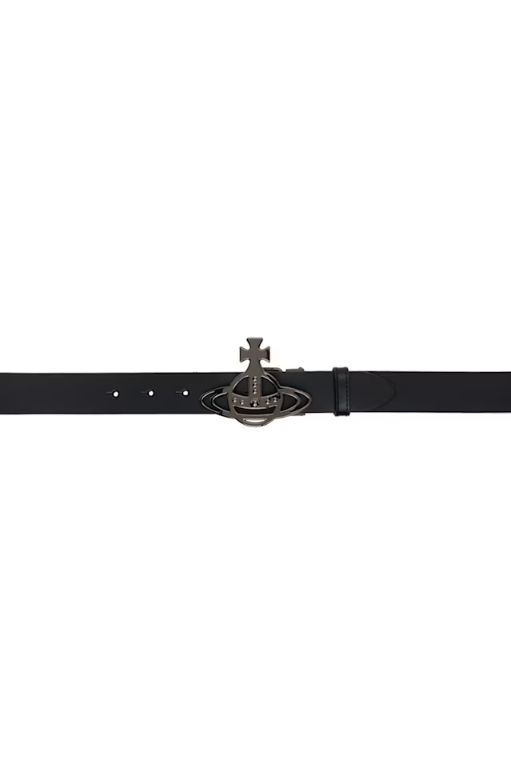 [비비안웨스트우드]Black Line Orb Buckle Belt 242314M131005