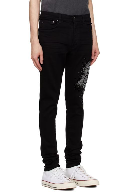 Black MA Swirl Crystal Skinny Jeans 242886M186071