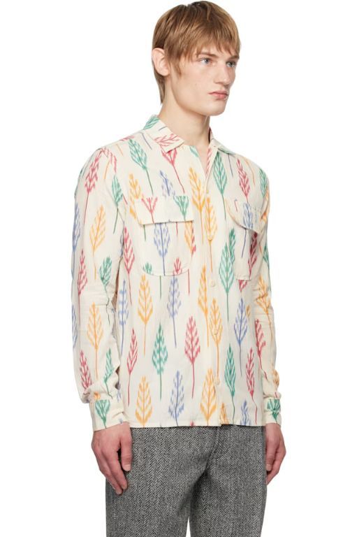 [드레익스]Off White Ikat Print Brushed Cotton Camp Collar Shirt 242488M192009