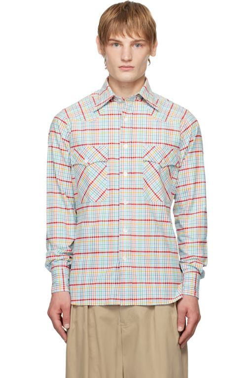 [드레익스]Multicolor Brushed Tablecloth Check Cotton Two Pocket Work Shirt 242488M192008