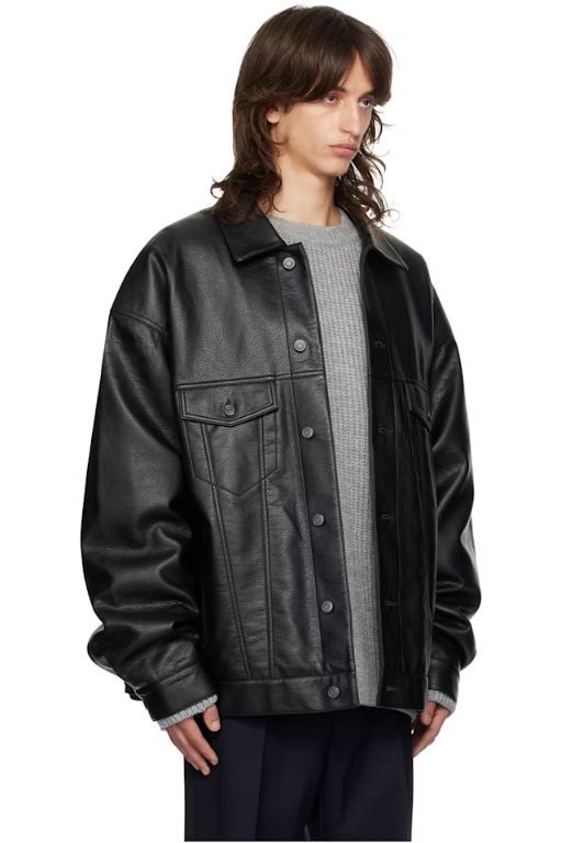 25 SS THE FRANKIE SHOP 블랙 코난  가죽 재킷 242115M180003