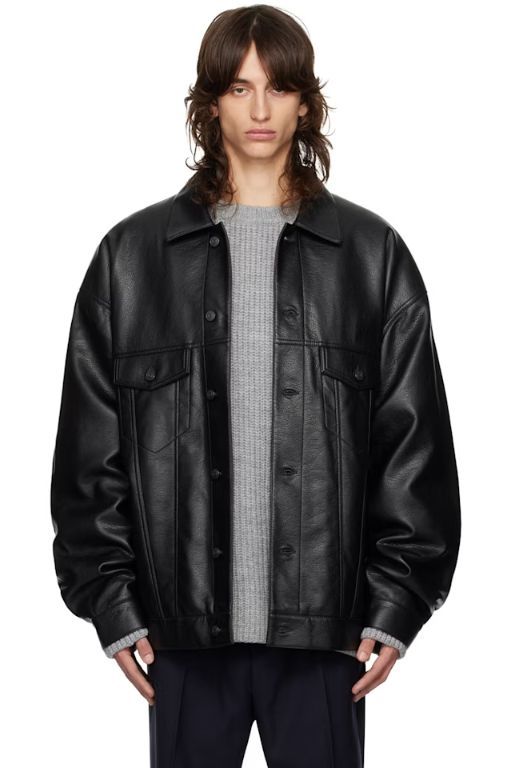 25 SS THE FRANKIE SHOP 블랙 코난  가죽 재킷 242115M180003