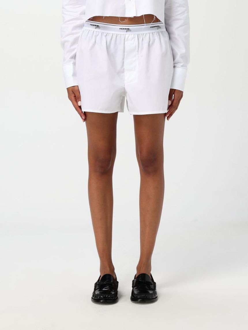 ショーツ HOMME GIRLS Women Underwear HGUN001 WHITE White HOMME GIRLS men's high-waisted white cotton boxer White