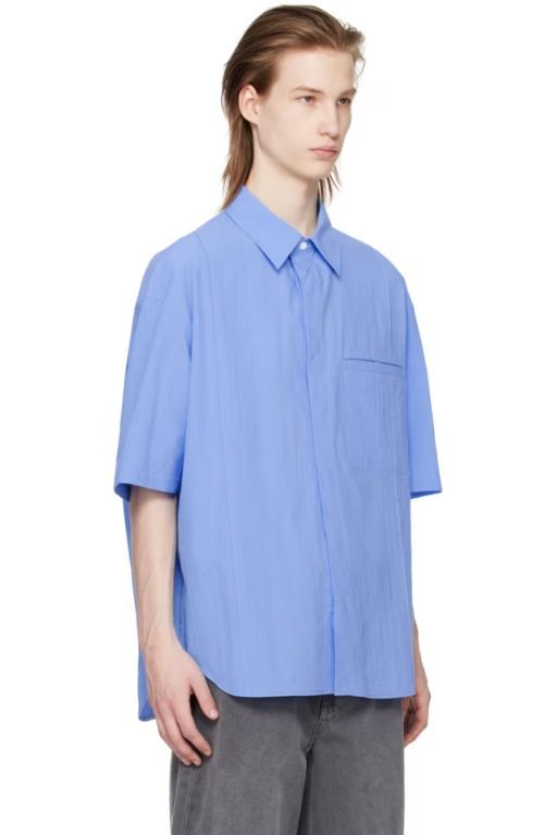 [솔리드옴므]Blue Crinkled Shirt 241221M192007