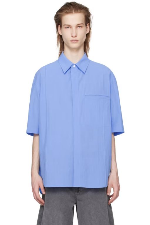 [솔리드옴므]Blue Crinkled Shirt 241221M192007