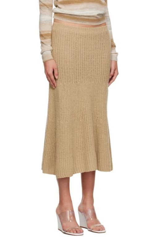 [GIMAGUAS]Beige Isola Midi Skirt 232776F092002