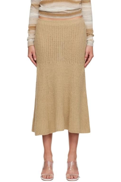 [GIMAGUAS]Beige Isola Midi Skirt 232776F092002