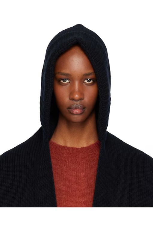 이브살로몬 블랙 캐시미어 울 후드 스카프 242594F028000