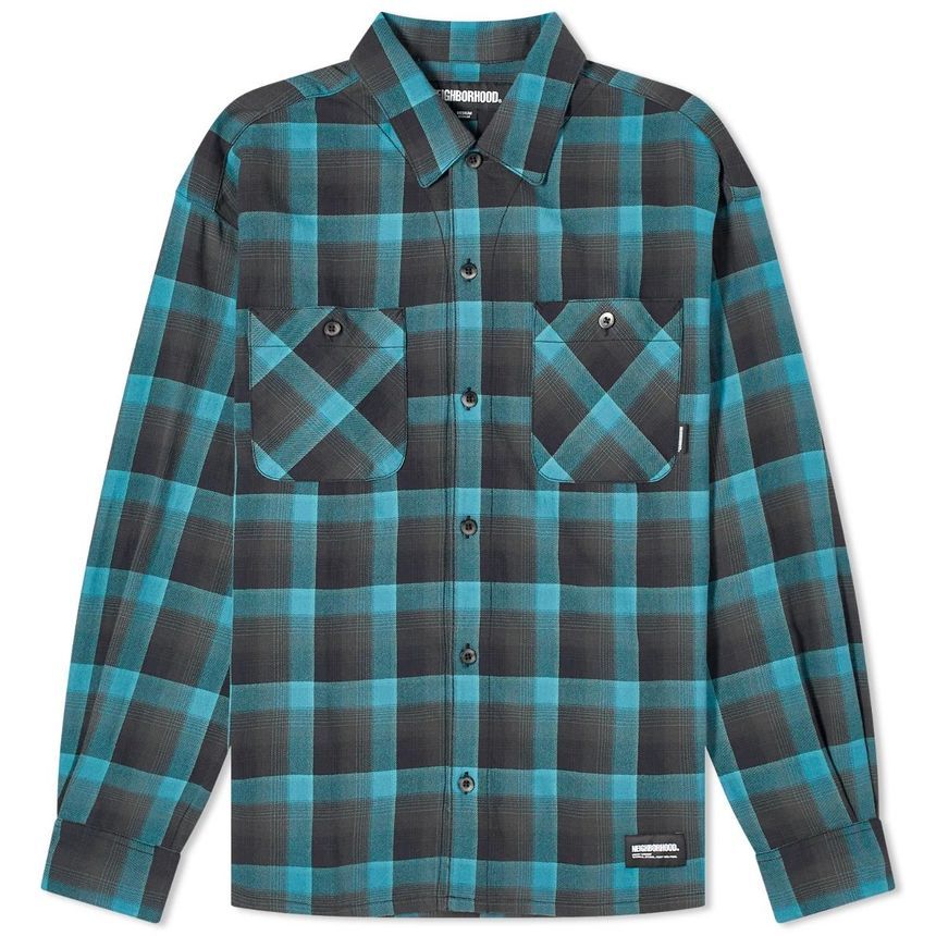 [NB15] 네이버후드 남성 셔츠 Neighborhood Half Hombre Checked Shirt 232BENH-SHM01-BL