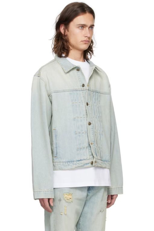 [포투포]Blue Pleated Denim Jacket 241010M177000