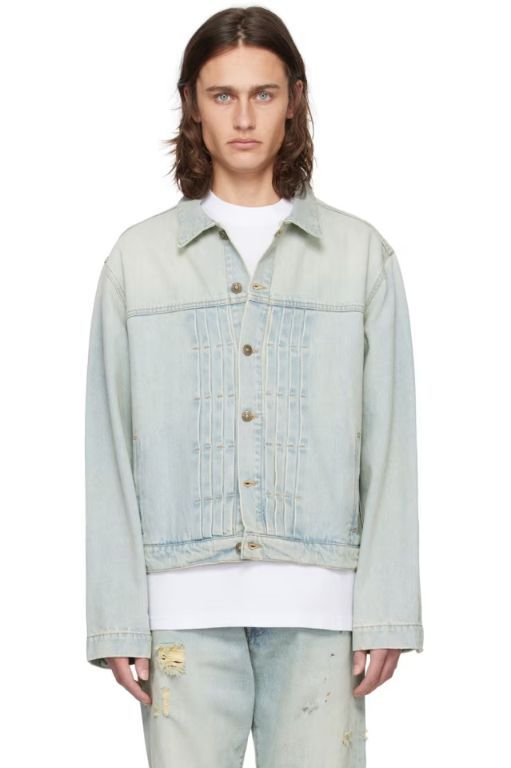 [포투포]Blue Pleated Denim Jacket 241010M177000