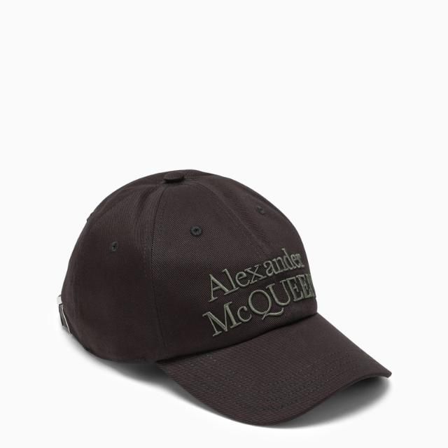 [NB39] 알렉산더 맥퀸 남성 모자 Embroidered logo cap in black