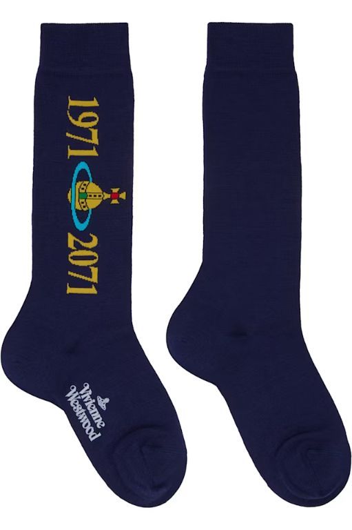 [비비안웨스트우드]Navy Soccer Socks 242314M220006