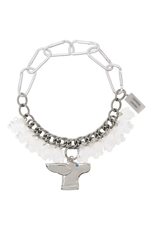 [초포바 로위나]Silver Pearly Pup Necklace 242529F023005