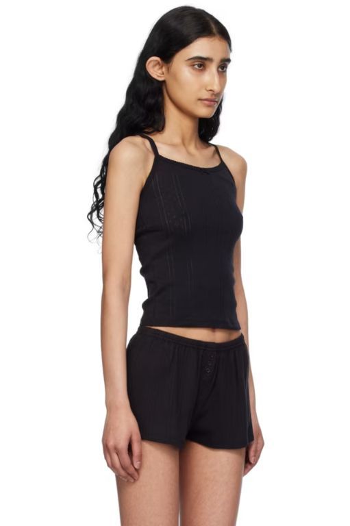 [Cou Cou]Black The Picot Regular Tank Top 242492F111005