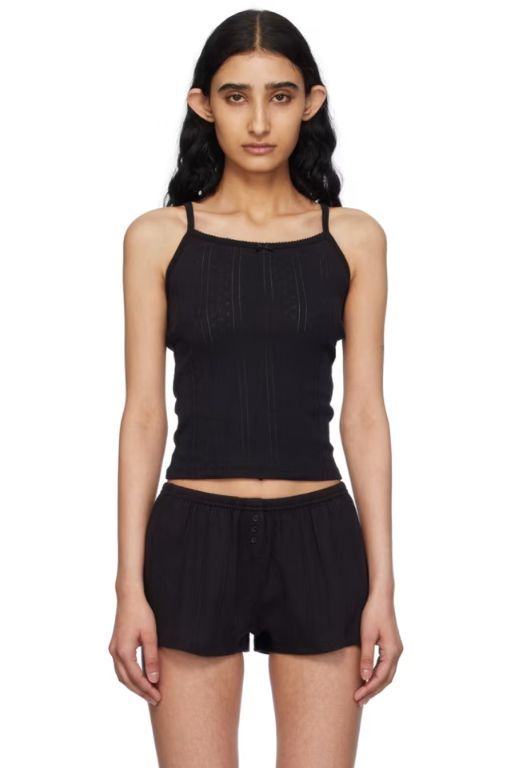 [Cou Cou]Black The Picot Regular Tank Top 242492F111005