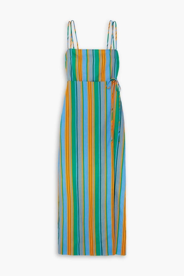 스타우드 Celestine wrap effect striped linen maxi dress 1647597327096141
