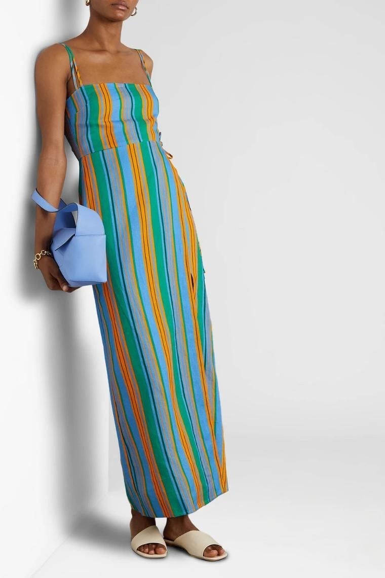 스타우드 Celestine wrap effect striped linen maxi dress 1647597327096141