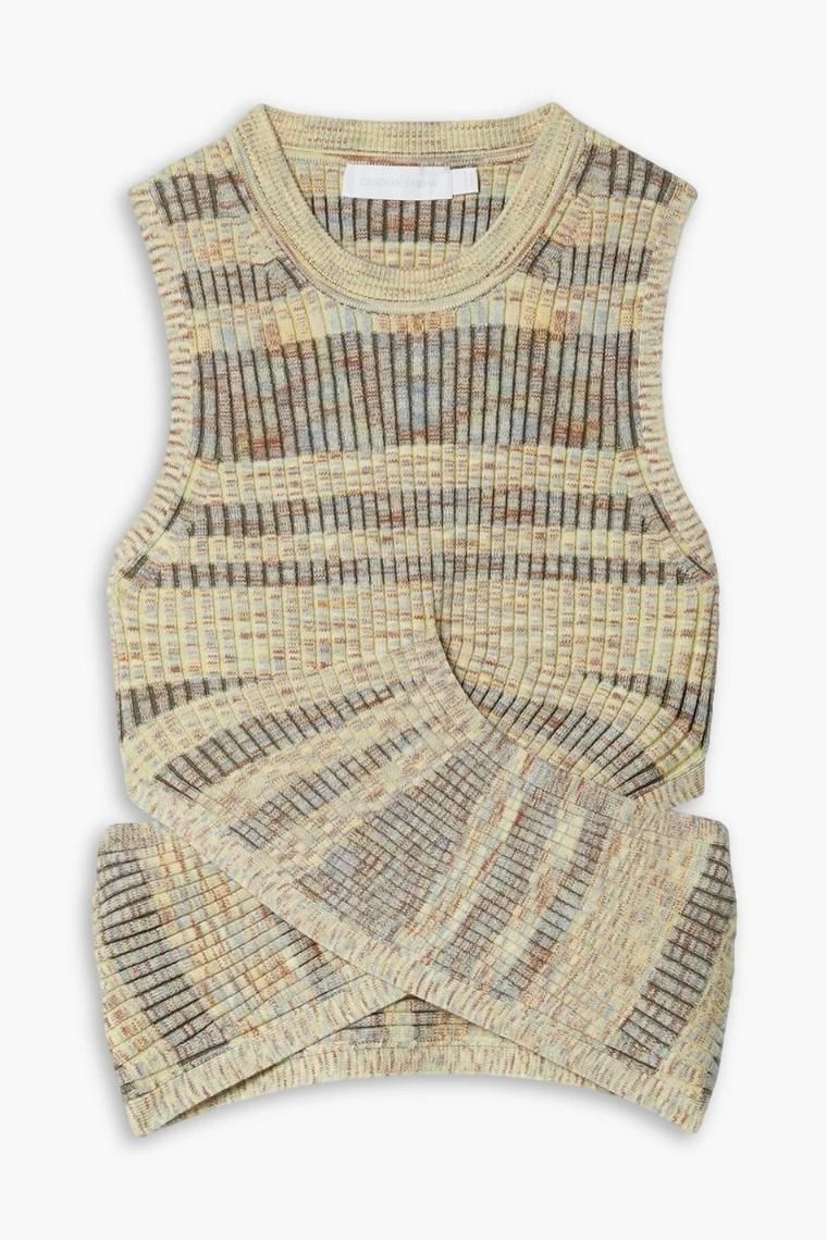 SIMKHAI Reilly cutout ribbed jacquard cotton blend top 1647597351306627