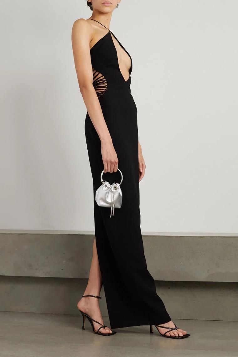Monot Lace up cutout crepe maxi dress