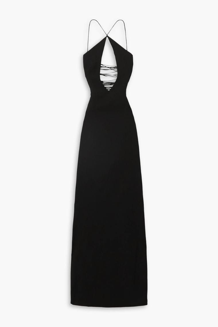 Monot Lace up cutout crepe maxi dress