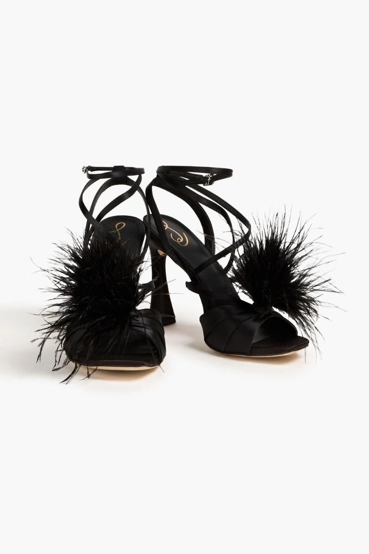 샘 에델만 Leon feather trimmed satin sandals