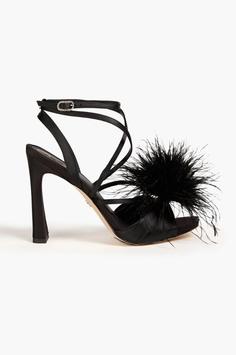 샘 에델만 Leon feather trimmed satin sandals