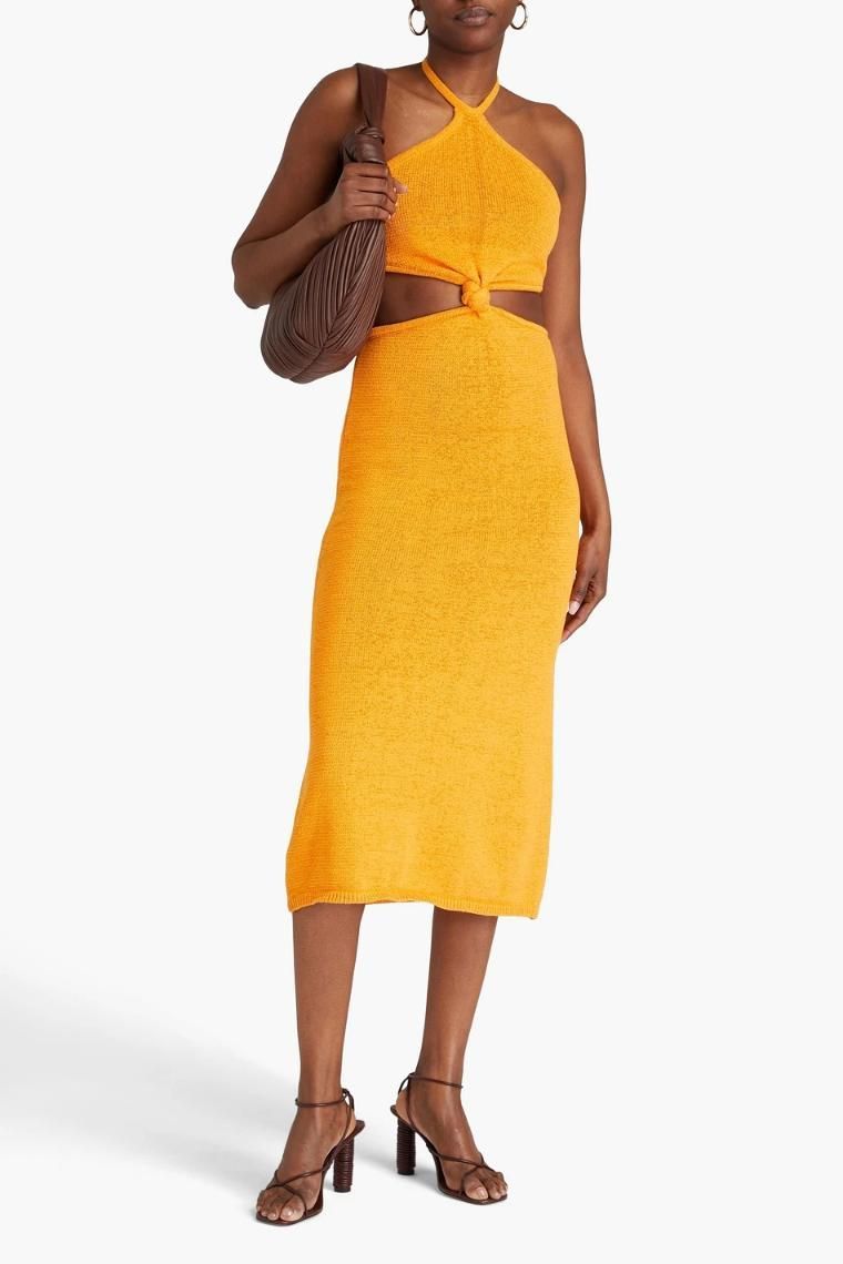 컬트가이아 Cameron cutout cotton blend halterneck midi dress 1647597311338333
