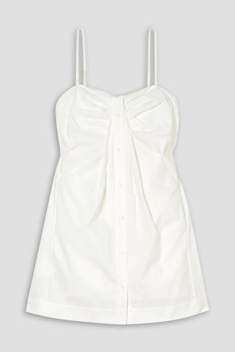 SIMKHAI Kendall gathered cotton blend poplin mini dress 1647597351386404