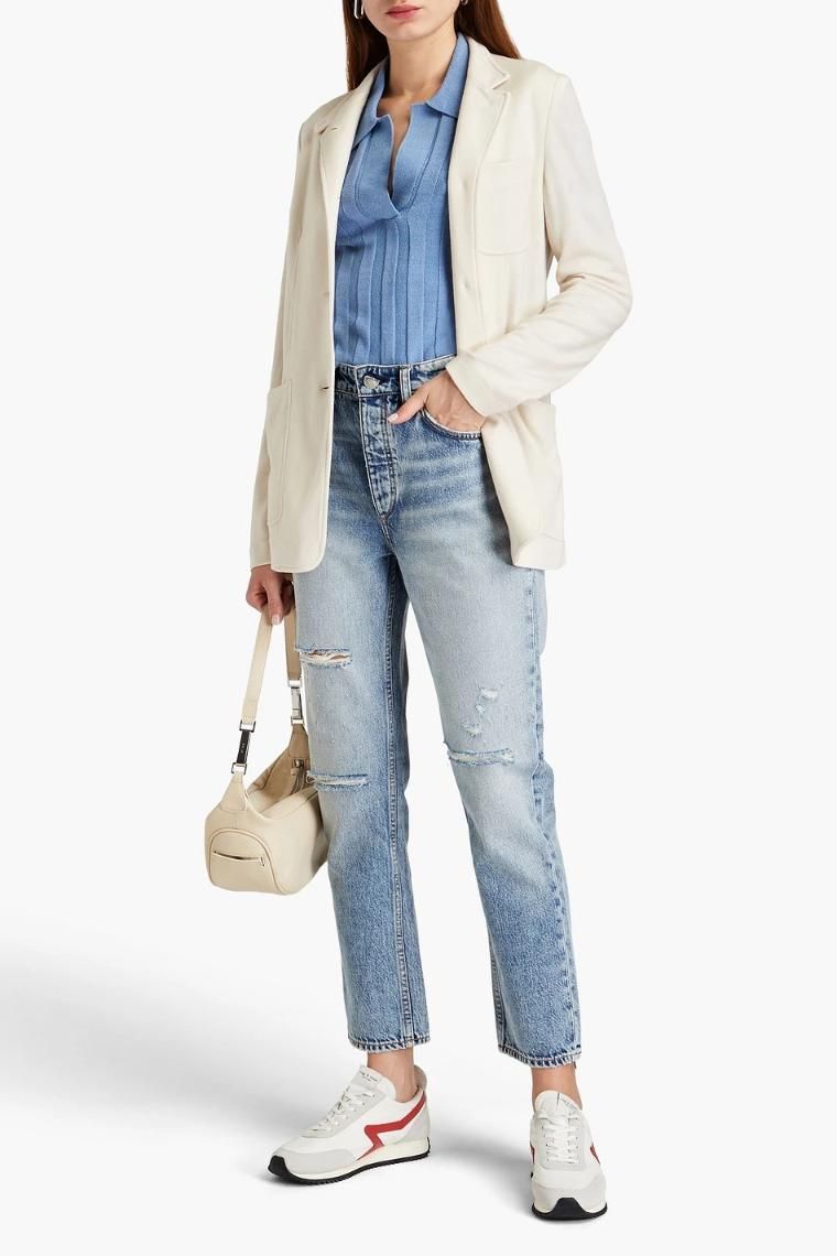 랙앤본 Nina distressed high rise straight leg jeans 1647597304291072
