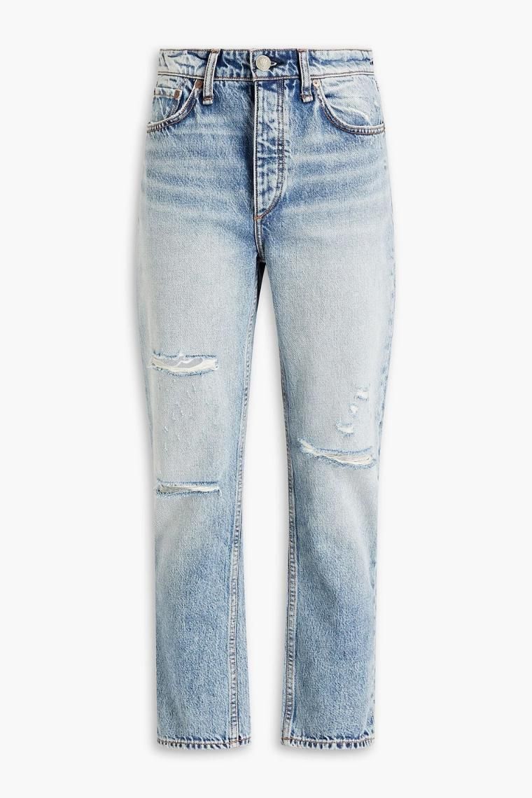 랙앤본 Nina distressed high rise straight leg jeans 1647597304291072
