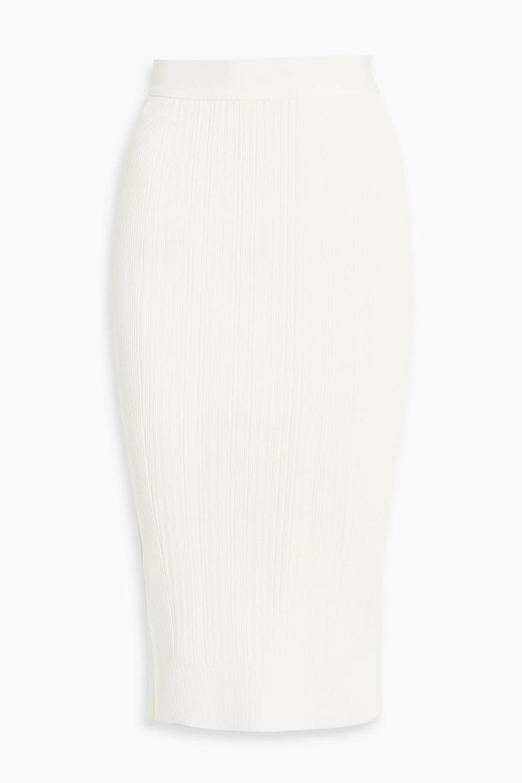 에르베 레제 Metallic ribbed knit midi pencil skirt 1647597303920834
