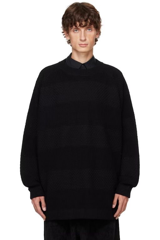 [JAN-JAN VAN ESSCHE]Black O Project Sartuul Sheep Yarn Crewneck Sweater 242969M201002