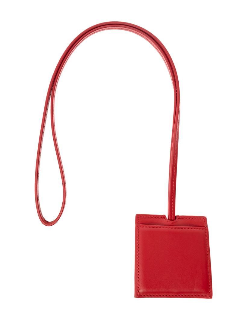 JACQUEMUS le Porte Cle Bagage Red Key Chain with Logo Lettering in Smooth Leather Man 236AC3273108475 ()