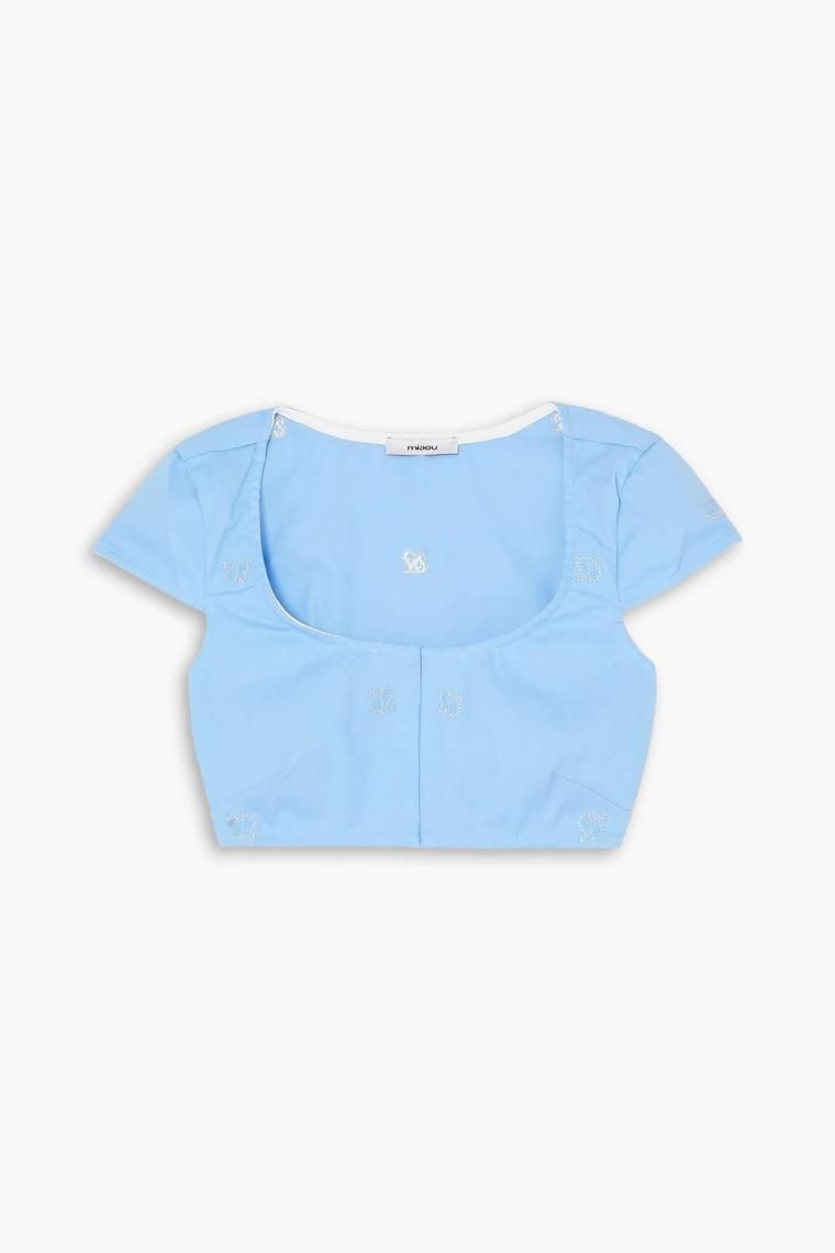 MIAOU Jane cropped embroidered cotton blend top 1647597305296111