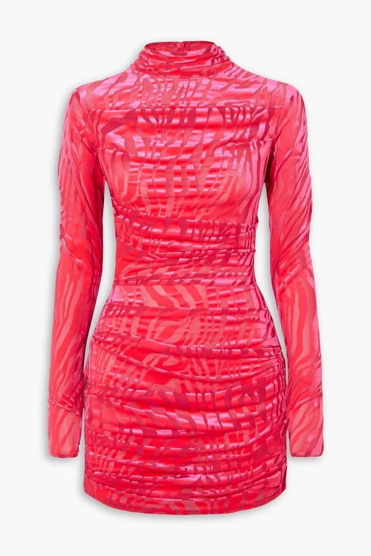 ALEX PERRY Ruched devore velvet mini dress