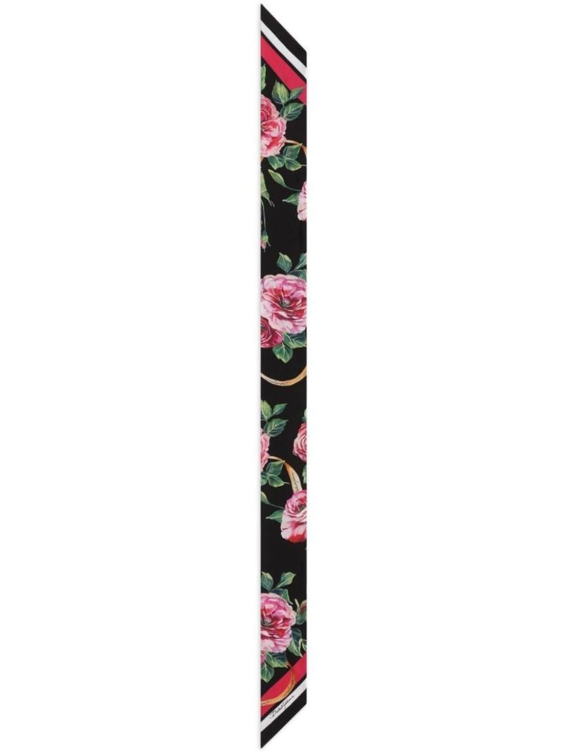 돌체앤가바나 FLORAL PRINT SILK TWILL HEADSCARF nero FS215AGDCUO HD5JA ROSANERO []