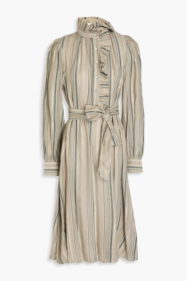 안틱바틱 Edward ruffled striped twill midi shirt dress 1647597351617066