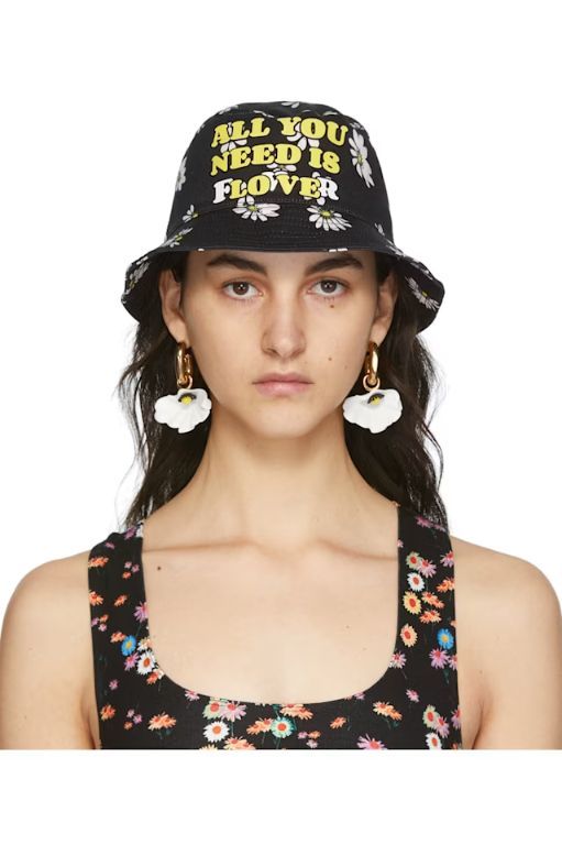 [Rabanne]SSENSE Exclusive Black Daisy Bucket Hat 221605F015001