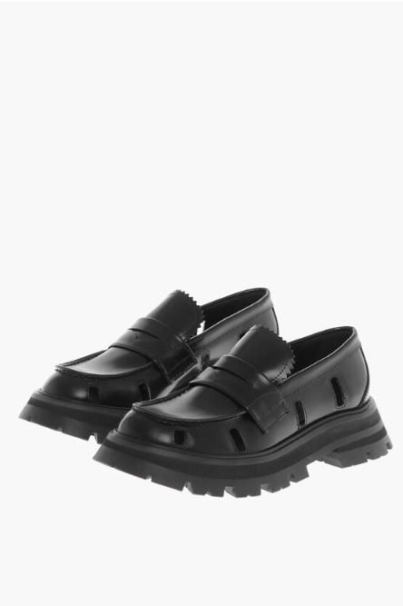 [NB22] 알렉산더 맥퀸 여성 로퍼 Leather Penny Loafers with Cut Outs 604819