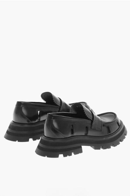 [NB22] 알렉산더 맥퀸 여성 로퍼 Leather Penny Loafers with Cut Outs 604819